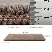 Plush Soft 14pcs Bullnosed Carpet Stair Treads Cover (9.5" X 30"X1.2")With 1pcs Landing Mat (24"X36") Rugs Set Tape Free Self-Adhensive Non-Slip Noise Reduced - 棕色 - 查看 3