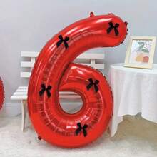 6 件 40 英寸巨型红色数字带黑色蝴蝶结数字气球红色气球数字生日装饰 1 2 3 4 5 6 7 8 9 数字派对庆祝装饰毕业典礼婚礼婴儿洗礼周年派对 - 彩色 - 查看 10