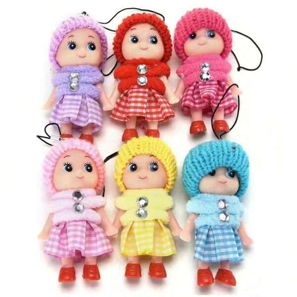 6 قطع/مجموعة دمى صغيرة ألعاب 8 سم دمى ناعمة جميلة بتنانير معلقة بالهاتف المحمول وديكور الحقيبة اليدوية 6 ألوان