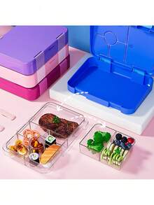 Yocity 1pc Solid Color Or Printed Detachable Bento Box, Lunch Box, Divided Lunch Box, Suitable For Picnic, Cafeteria, Kitchen Organization, Kitchen Accessories, Suitable For Work And Travel (Stickers Sold Separately) - Multicolor - View 8