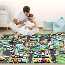 1pc City Traffic Play Mat - Garages - Interactive Road Map For Kids, Educational Tool, Room Decor, Perfect Birthday Halloween And Christmas Gift (Excluding Car Toys) - Multicolor - View 4