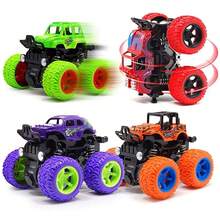 4pcs Friction-Powered Monster Trucks For Youngsters 3+ | Push & Go, Double-Direction Inertia Cars With 360° Rotation | Durable Pull Back Vehicle Set - Perfect Birthday Gift