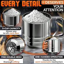 2.5 tazas/3 tazas/5 tazas, Tamizador de harina, Tamizador de acero inoxidable para hornear, Tamizador de malla fina de doble capa, Tamizador de manivela de una mano para azúcar en polvo, Tamiz de harina para hornear pasteles de acero inoxidable: Nuestro tamizador de harina para hornear está hecho de excelente acero inoxidable resistente a la corrosión que es ligero,