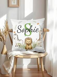 1pc Personalized Pillow Case With Cute Animal Design, Customizable Name, Gift For Kids, Children, Grandkids Birthday Party, Home Decor For Bedroom, Living Room, Study, Single-Sided Printed Pillowcase,Washable,Lightweight,Breathable, Funny,Cute,Love,Soft,Comfortable,Custom,Unique,Personalized,Ideal Gifts For Him,Ideal Gifts For Her,Ideal Gifts For Boyfriend,Ideal Gifts For Girlfriend,Ideal Gifts For Dad,Ideal Gifts For Mom,Ideal Gifts For Friends,Ideal Gifts For Family,Him,Her,Boyfriend,Girlfriend,Dad,Family,Mom,Friends,For Anniversaries,For Graduation,For Housewarming,For Weddings,For Birthdays,Car,Sofa,Tea Room,Living Room