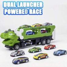 Dinosaur Truck Toy - Foldable Dinosaur Transport Truck Carrier Vehicle Toy, Dinosaur Track Car Toy Set, Suitable For 3-5 Years Old Kids, Children's Birthday Gift, Random 2/6 Cars Included