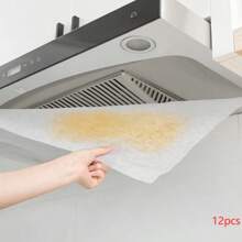 12 Pieces Of Oil Absorbing Range Hood Filter Membrane - Keep The Kitchen Clean And Odorless (Stickers Included)
