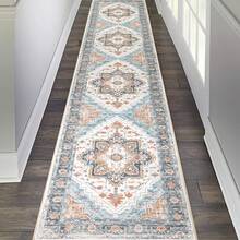 Pauwer Hallway Runner Rug Washable Rugs Runner Non Slip Carpet Runner Boho Farmhouse Vintage Throw Area Rugs Floor For Kitchen Laundry Room Entryway Bedroom Bathroom - 藍色 - 查看 10