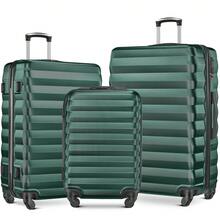 Luggage Set 3 Piece Suitcase Sets With Spinner Wheel, ABS Hardside Travel Laggage Travel Suitcase Suitcases Suit Case Durable Travel Luggage,Combination Lock, 360° Smooth-Rolling Wheels, Large Capacity For Travel, Ideal For School/College/Office Use, Suitable For Boys/Girls/Women/Man, Perfect For Trips & Daily Needs - Màu xanh đậm - Xem 1