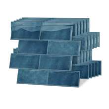 3D Mosaic Self-Adhesive Wall Sticker, Crystal Drip Decorative Stickers, Waterproof, Mildew Resistant, Easy To Clean, Heat Insulation, Suitable For Kitchen, Bathroom, Living Room, Dining Room, Etc., Ready To Tear And Stick, 12X8.7 Inches - Royal Blue - View 11