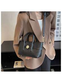 High-End Bag With A Retro Niche Design, Popular Shoulder Bag For Women, Portable Bucket Bag (Black)