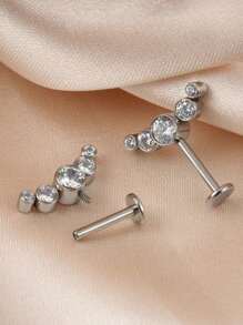 1 pieza Pendiente de cartílago con rosca interna, joya corporal con piercing de titanio G23 de 16G con un solo cristal de circonita vertical redondo