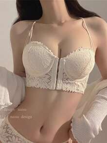 Small Breasts Welcome! Underwear/Bra Underwear Set/Underwear Beautiful Breasts Super-Boosting Bra Set Without Steel Rings - Champagne - View 3