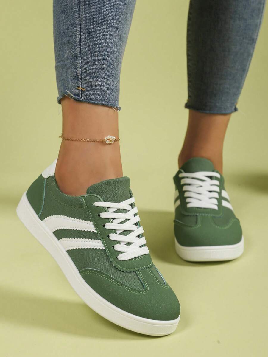 Tênis Casuais Slip-On com Cadarço Femininos, Tênis Esportivos Versáteis, Adequados para Primavera e Outono, Calçados de Exercício para Estudantes