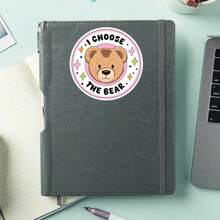 1 PIEZA Pegatina de vinilo "Yo elijo al oso", calcomanía brillante impermeable de 3 pulgadas para portátiles, botellas de agua, cuadernos y regalos, diseño de meme divertido y cultura pop relatable, cabeza de oso de dibujos animados linda con destellos y una declaración personal ingeniosa para scrapbooking y expresar el humor