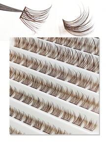 Rikuaild 110pcs Brown Cluster False Eyelashes, D Curl Density, Suitable For Natural Or Dramatic Makeup Effect, DIY Eyelash At Home - D - View 7