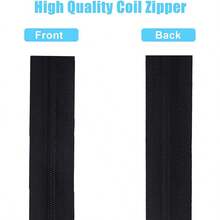 1 Roll 3# Nylon Coil Zipper, 196.85 Inch/393.7 Inch Continuous Nylon Coil Zipper With 10/20 PCS Silver Zipper Sliders