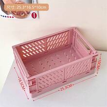 Plastic Foldable Storage Box, Foldable Basket, Stackable Cute Makeup, Jewelry, Toy Storage Box, Portable Plastic Stackable Foldable Stationery Storage Box, Minimalist Cute Student Office Desk Organizer - Multicolor - View 23