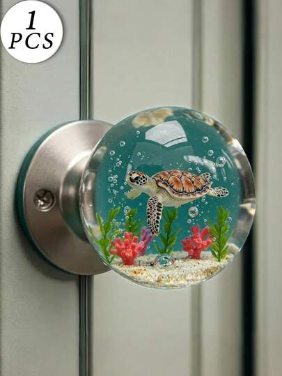 1 Piece Faux Resin Bee Turtle Design Door Knob - Clear Round Crafts For Standard Doors, Durable Unique Home Decor, Modern Minimalist Style, Exquisite Craftsmanship