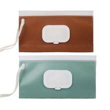 2 件婴儿便携式尿布袋、纸巾袋、婴儿湿巾分配器、可再填充湿巾架、可重复使用湿巾袋 - 彩色 - 查看 14