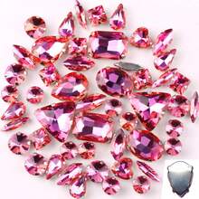 50 件/1 包,银色和金色,彩虹色,混合形状手工缝制水钻玻璃缝制装饰珠平背金属底座带孔宝石闪亮水晶 DIY 配件针线材料缝制石头水钻珠用于装饰衣服、连衣裙、包、鞋子、胸针、耳环、手工艺品 DIY。 - 七彩 多色 - 查看 13