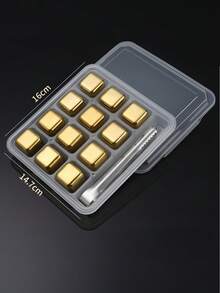 Customized 304 Stainless Steel Reusable Ice Cubes, For Fast Cooling Wine And Whiskey, Bar Cocktail Whiskey Beer Beverage Ice Stone Gift Set, Engraved Letter Whiskey Stone Set, Gift For Him, Home Bar Essentials, Drink Stones, Gifts For Drinkers, Christmas Gifts For Him,Multi-Functional, ,Anti-Mold,Ornamental,Reusable,Exquisite,Stylish,High-Quality,Colorful,Modern,Custom,Personalized,Unique, Gift For Father,Wedding Essentials - Gold - View 17