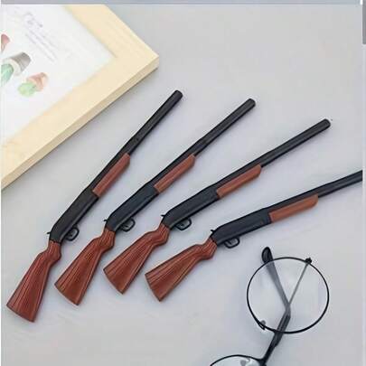 4 支/套新奇步枪形圆珠笔，1.0 毫米黑色墨水，10 支促销礼品套装，适合户外运动爱好者（19 厘米 ABS 塑料，有趣的书写笔），用于学校用品，返校