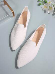 春秋新款尖头镂空透气纯色一脚蹬休闲时尚平底乐福鞋女室内外均可穿着