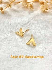 1pair Minimalist Geometric Hollow-Shaped Front And Rear Earrings, Earrings Designed Two Ways Of Wearing, Unique-Shaped Ear Women