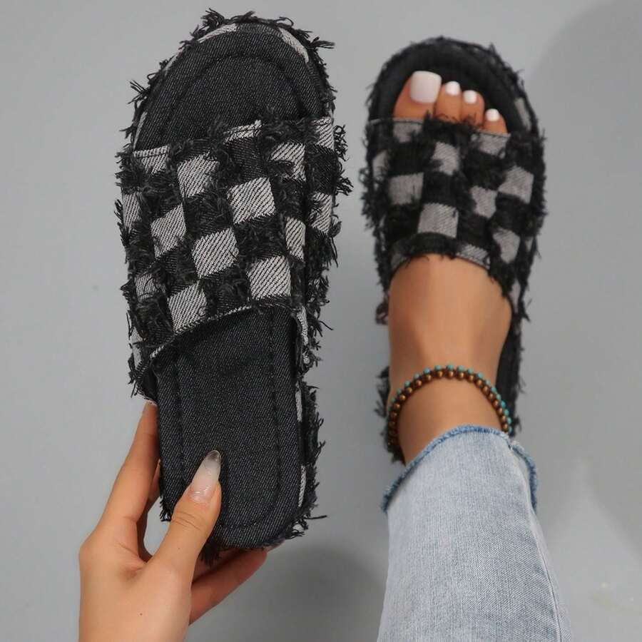 Sandals For Women Breathable Thick Sole Design Non Slip Everyday - màu đen - Xem 1