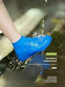 硅胶防雨鞋套 户外防滑 #颜色随机 2个（左右脚） - 黑色 - 查看 6