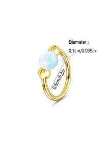 18克蛋白石鼻环，女士款，8毫米/10毫米316L医用钢鼻环，可作鼻环、鼻中隔环和耳骨耳环使用。蛋白石鼻环，316L医用钢低过敏性银色鼻中隔环，女士款，18克铰链式耳骨耳廓耳软骨耳屏耳骨耳环。 - 如圖所示 - 查看 23