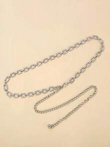 Cinto Corrente Metal Fashion Blogueiras dançando de cintura femininos - Prata - Visão 1