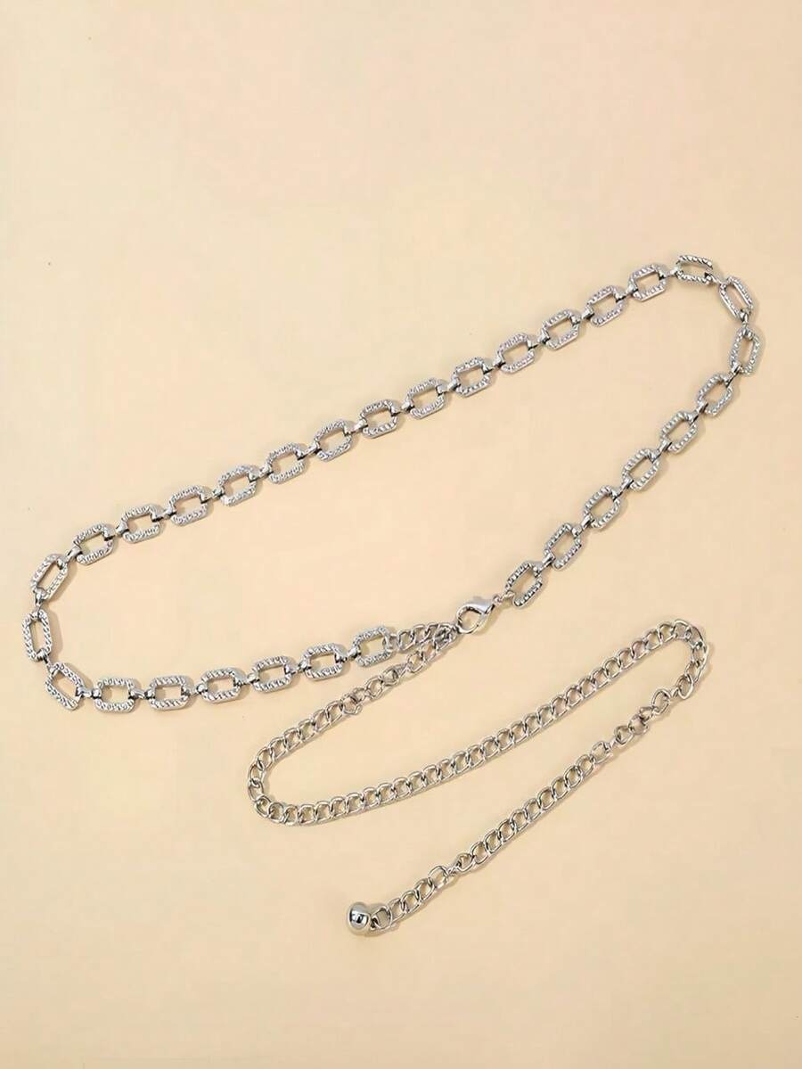 Cinto Corrente Metal Fashion Blogueiras dançando de cintura femininos - Prata - Visão 1