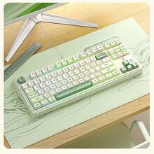 HP K120 87-Key Compact Gaming Keyboard Portable Gaming Tool Colorful Breathing Backlight Splash-Proof Design Durable Mechanical Feel Multi-Color Keycaps Milky Green - Milk Green - View 1