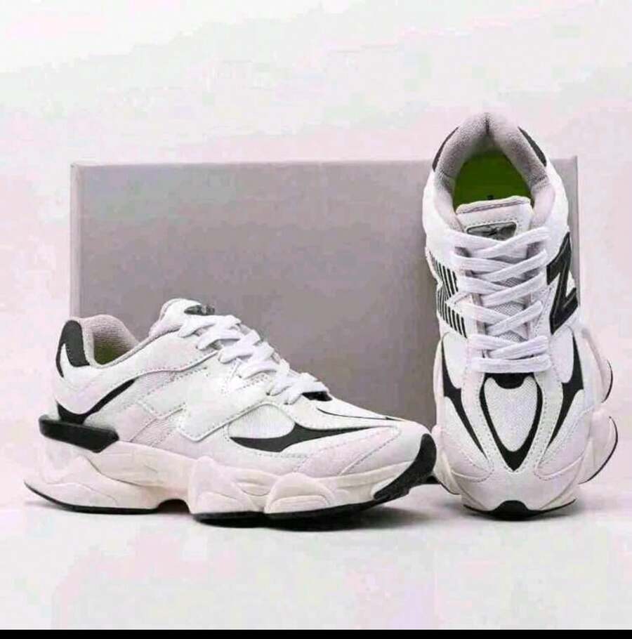 NB 9060 Women's Casual Lace-Up Low-Top Sneakers, New All-Season Outdoor Sports Shoes, Comfortable Sneakers With Durable Anti-Slip Thick Sole - 黑白 - 查看 1