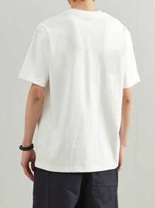 Couple Wear Cartoon Rabbit Print T-Shirt. Casual Short Sleeve Crew Neck T-Shirt That Can Be Worn By Both Men And Women. - 白色 - 查看 2