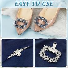 MAGICALCUTDIE 1box 4pcs 2 Styles Flower Brass Rhinestone Shoe Decorations Detachable Shoe Buckle Clips Capri Blue 49~54x56~63x10~14mm 2pcs/Style - Nhiều màu - Xem 3
