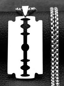 Stainless Steel Geometric Pendant Long Necklace, Unisex Punk Style Fashion Jewelry - Multicolor - View 10