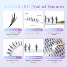 12 linee 0,07 C D NAGARAKU ciglie finte ad ali premontate, effetto anime, soffici e piumate, ciglie a grappolo per make-up, estensioni ciglie finte a grappolo, grappoli di ciglie, ciglie singole, ciglie finte - C - Visualizzare 4