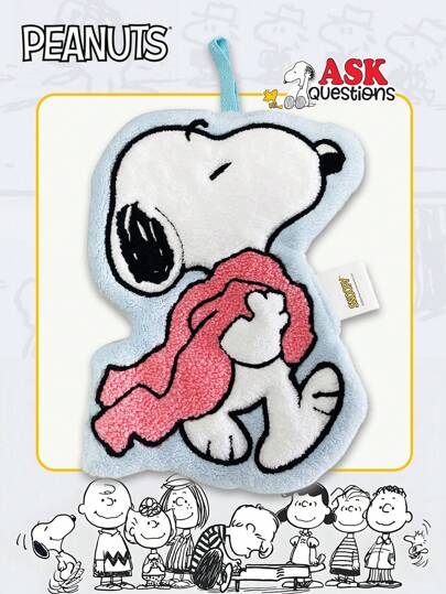  1PC Peanuts Officially Licensed  Coral Velvet Plush Hanging Kitchen Bathroom Hand Towel Cleaning Towel Delicate Embroidery Skin-Friendly Soft Comfortable Absorbent Thickened Design