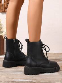 2025 New Autumn/Winter Women's Boots, Fashion Versatile Casual Boots, Side Zipper Women's Ankle Boots, Lace-Up Women's Shoes, Warm Winter Women's Boots, Flat Comfortable Women's Boots, Chelsea Women's Ankle Boots