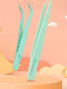 2 件黑色/蓝色选择可爱镊子，彩色简约直/弯尖马卡龙轻巧方便贴纸粘合剂精密镊子工具，家庭小帮手 - 彩色 - 查看 17