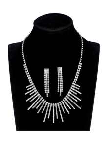 New Tassel Necklace, Luxury Elegant Water Drop Pendant Choker Necklace, Matching Earrings 2-Piece Set, Suitable For Party Dress And Everyday Wear