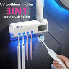 1 USB Charge Wall Mounted Toothbrush Holder With Automatic Toothpaste Dispenser, UV Sterilization Toothbrush - Can Hold 4 Toothbrushes Without Drilling Installation, Rechargeable Lithium Battery,Preferred Holiday Gift - Multicolor - View 3