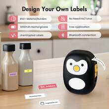 Thermal Label Maker Machine With Tape, L12/13  Portable Bluetooth Label Printer For Storage, Shipping, Barcode, Mailing, Office, Home, Organizing, Sticker Maker Mini Label Maker With Multiple Templates Label Maker Machine -  Bluetooth Wireless Sticker Printer, Pocket Sticker Maker With 1pc 12x40mm Tape, Inkless Printer For Ios & Android, Praticle Labeler & Gift For Home & Office Organization Bluetooth Label Maker Machine With Tape, Continuous Waterproof Label, Versatile App With 35 Fonts And 1k+ Icons, Inkless Labeler For Home, Kitchen, School, Office Organization - 黑色 - 查看 2