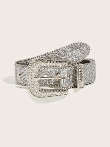 1 条男士水钻扣皮带，INS 风格宽腰带，装饰性欧美时尚朋克亮片牛仔腰带，百搭设计，适合青少年、夏季休闲、户外、运动、度假、旅行、毕业礼物、生日、日常穿着 - 多色 - 查看 13