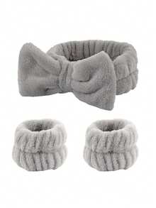 Set de 3 diademas faciales prácticas, diadema de moda de peluche, correa para la muñeca