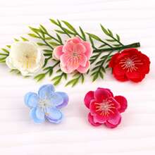 10 件迷你花朵发夹，3D 粉色花朵发夹，仿小梅花发夹，波西米亚面料花卉发饰，适合日常/派对/公主角色扮演、度假装、万圣节服装