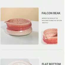 4 件套经典日本窑烧陶瓷抹茶茶具，包括带唇的抹茶碗、搅拌器、勺子，白色礼盒装，宋代茶道风格 - 淺粉色 - 查看 4