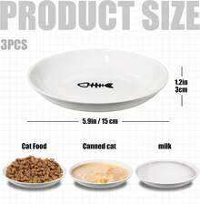 3Pcs Cat Food Bowls, Ceramic Cat Food Bowls With Nonslip Silicone Bottom, Anti Whisker Fatigue Cat Plates For Indoor Cats, Ceramic Pet Bowl With Wide Shallow Kitten Dishes For Dry And Wet Food,10153463